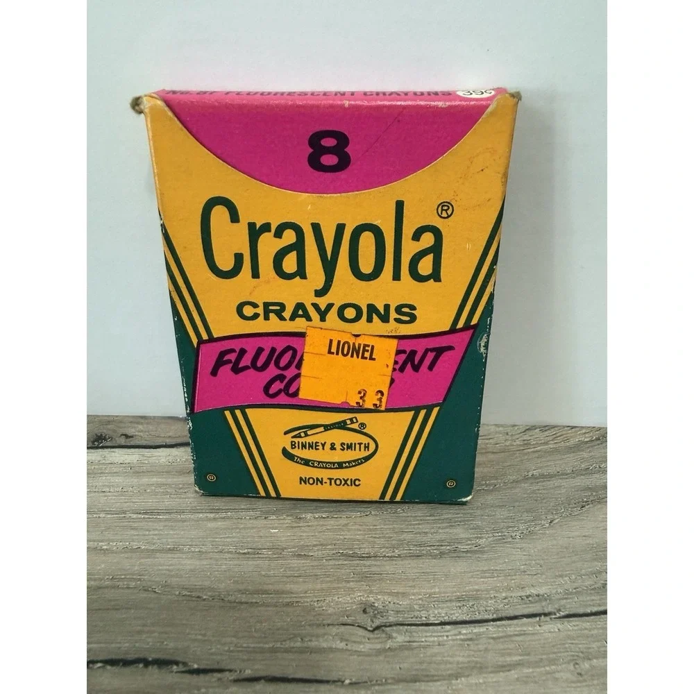 Vintage Binney & Smith Crayola Fluorescent Crayons 8 Count Box Markers 6 Count